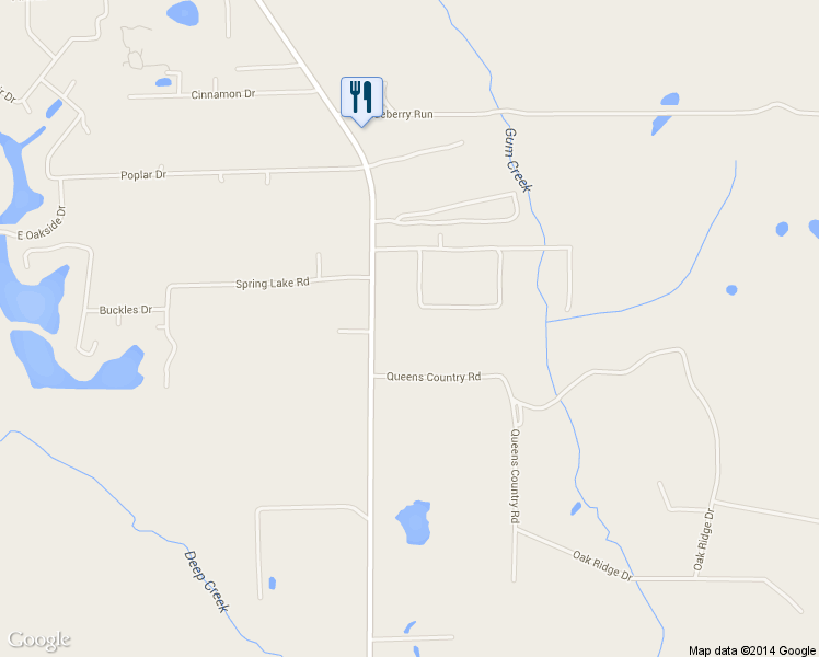 map of restaurants, bars, coffee shops, grocery stores, and more near 110 Mahogany Lane in Interlachen