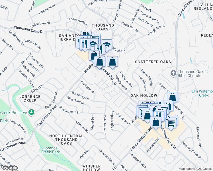 map of restaurants, bars, coffee shops, grocery stores, and more near 2532 Grayson Circle in San Antonio