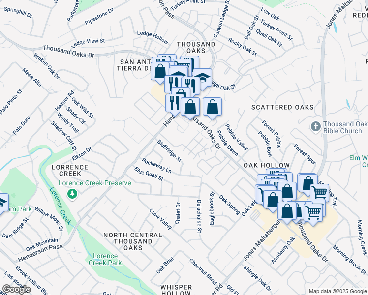 map of restaurants, bars, coffee shops, grocery stores, and more near 2502 Grayson Way in San Antonio