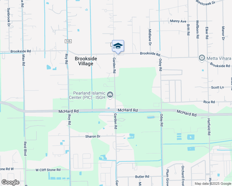 map of restaurants, bars, coffee shops, grocery stores, and more near 1541 Garden Road in Pearland