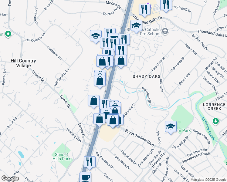 map of restaurants, bars, coffee shops, grocery stores, and more near 15600 San Pedro Avenue in San Antonio