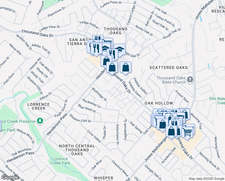 map of restaurants, bars, coffee shops, grocery stores, and more near 2502 Grayson Way in San Antonio