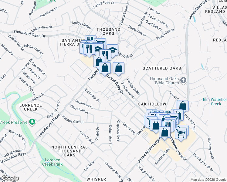map of restaurants, bars, coffee shops, grocery stores, and more near 2532 Grayson Circle in San Antonio