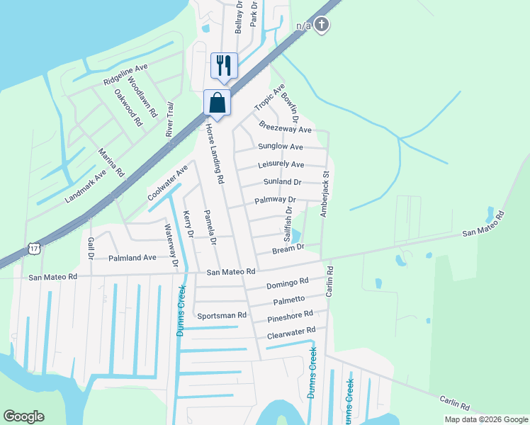 map of restaurants, bars, coffee shops, grocery stores, and more near 103 Pineshore Drive in Satsuma