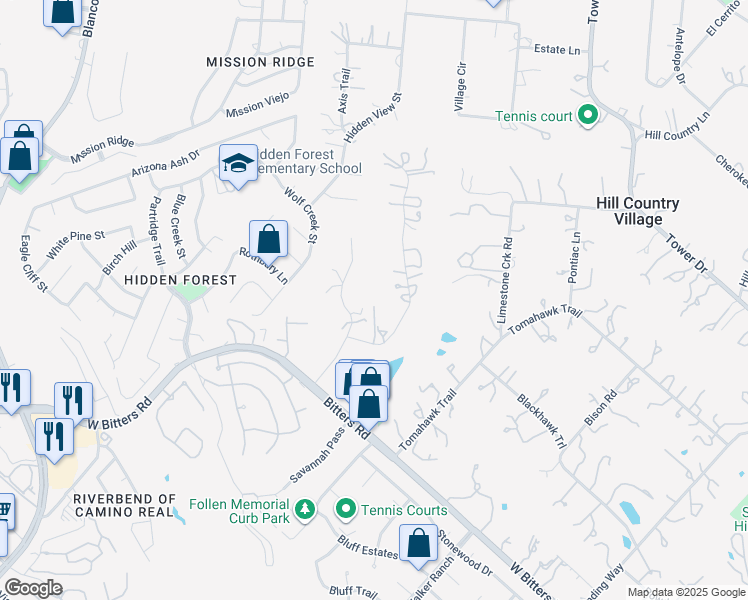 map of restaurants, bars, coffee shops, grocery stores, and more near 14007 Mint Trail Drive in San Antonio