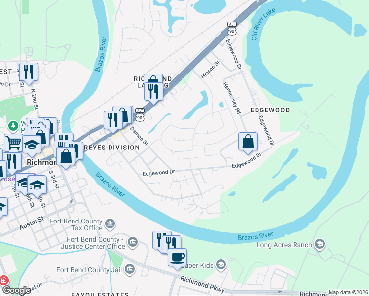 map of restaurants, bars, coffee shops, grocery stores, and more near 1221 Herman Drive in Richmond
