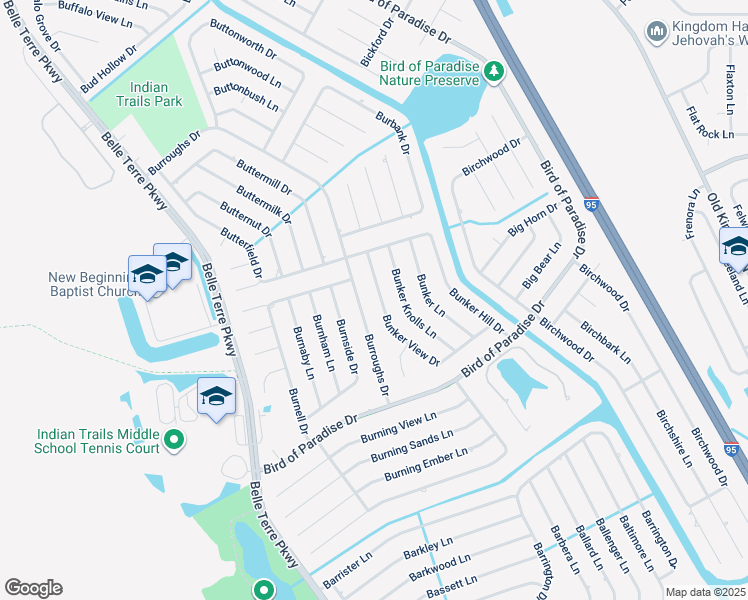 map of restaurants, bars, coffee shops, grocery stores, and more near 94 Burroughs Drive in Palm Coast