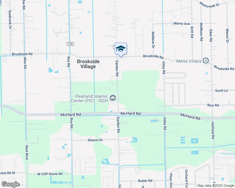 map of restaurants, bars, coffee shops, grocery stores, and more near 1541 Garden Road in Pearland