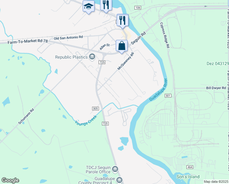 map of restaurants, bars, coffee shops, grocery stores, and more near 210 Ramirez in McQueeney