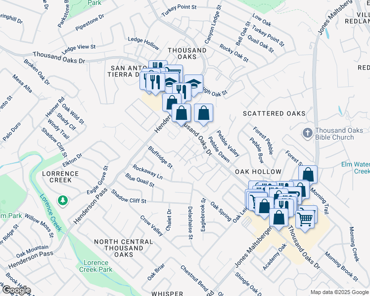 map of restaurants, bars, coffee shops, grocery stores, and more near 2532 Grayson Circle in San Antonio