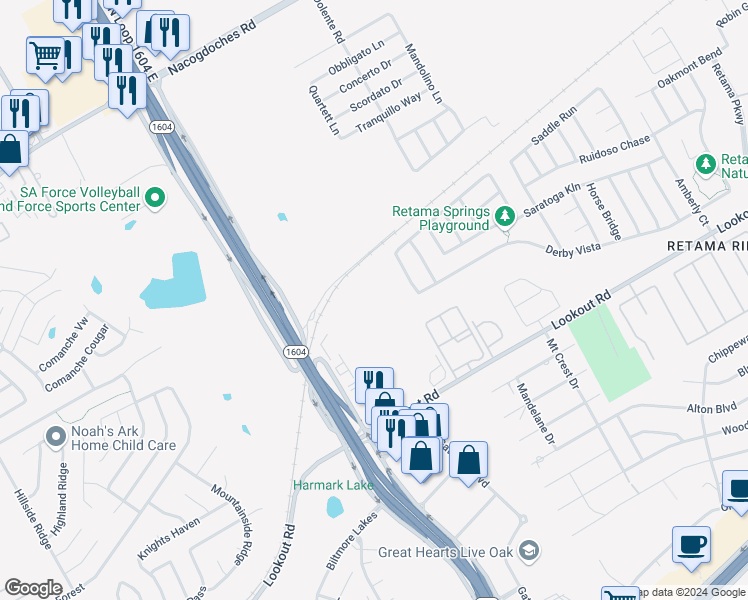 map of restaurants, bars, coffee shops, grocery stores, and more near 15935 Derby Rally in Selma
