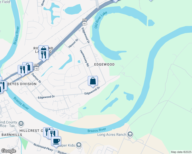map of restaurants, bars, coffee shops, grocery stores, and more near 703 Hennessey Drive in Richmond
