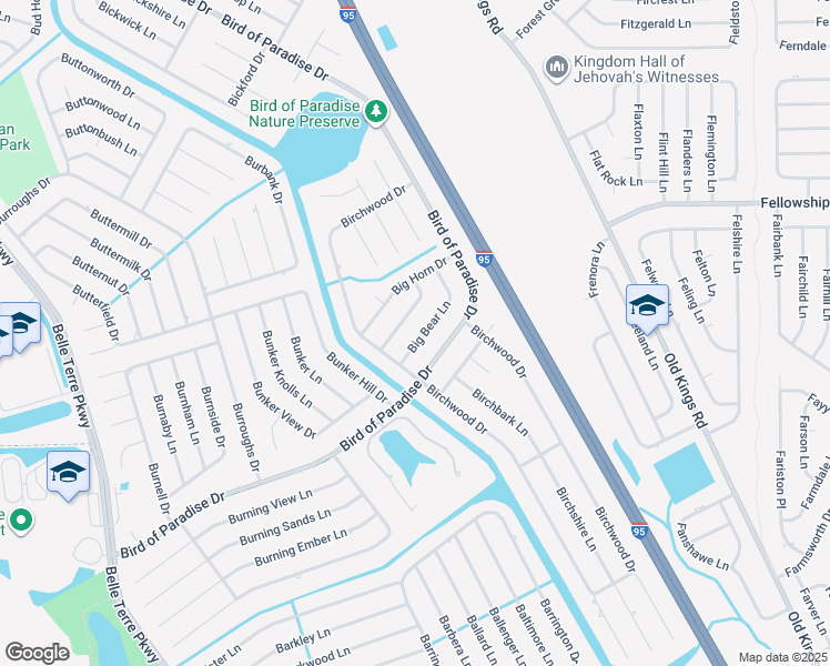 map of restaurants, bars, coffee shops, grocery stores, and more near 9 Big Bear Lane in Palm Coast