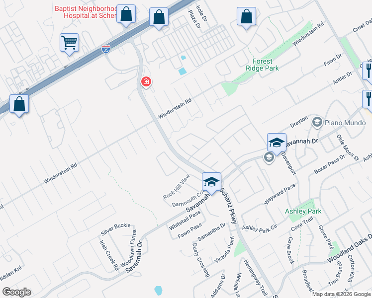 map of restaurants, bars, coffee shops, grocery stores, and more near 3720 Limestone Cove in Schertz