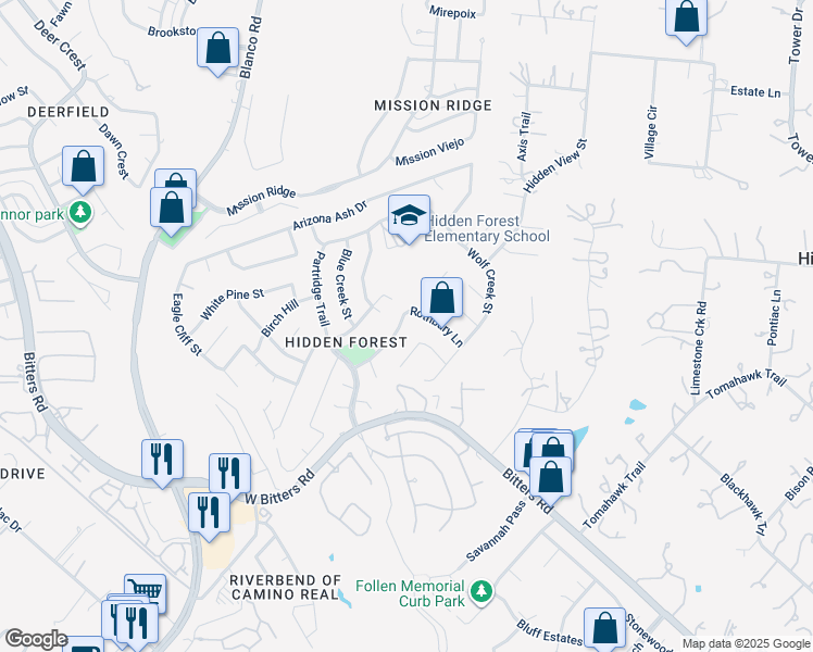 map of restaurants, bars, coffee shops, grocery stores, and more near 810 Sherman Oak in San Antonio