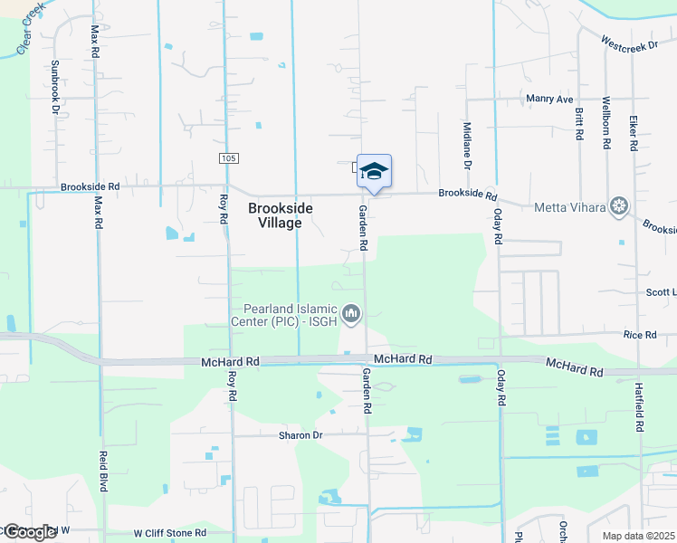 map of restaurants, bars, coffee shops, grocery stores, and more near 1458 Garden Road in Pearland