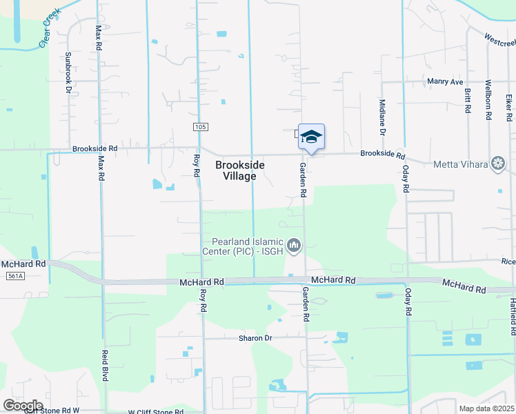 map of restaurants, bars, coffee shops, grocery stores, and more near 1458 Garden Road in Pearland