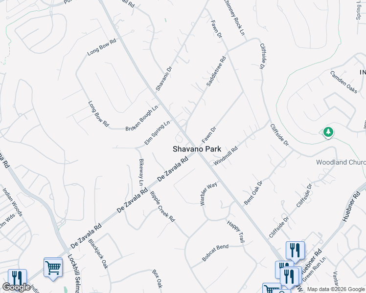 map of restaurants, bars, coffee shops, grocery stores, and more near 900 Saddletree Court in San Antonio