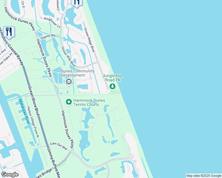 map of restaurants, bars, coffee shops, grocery stores, and more near 39 Ocean Ridge Boulevard in Palm Coast