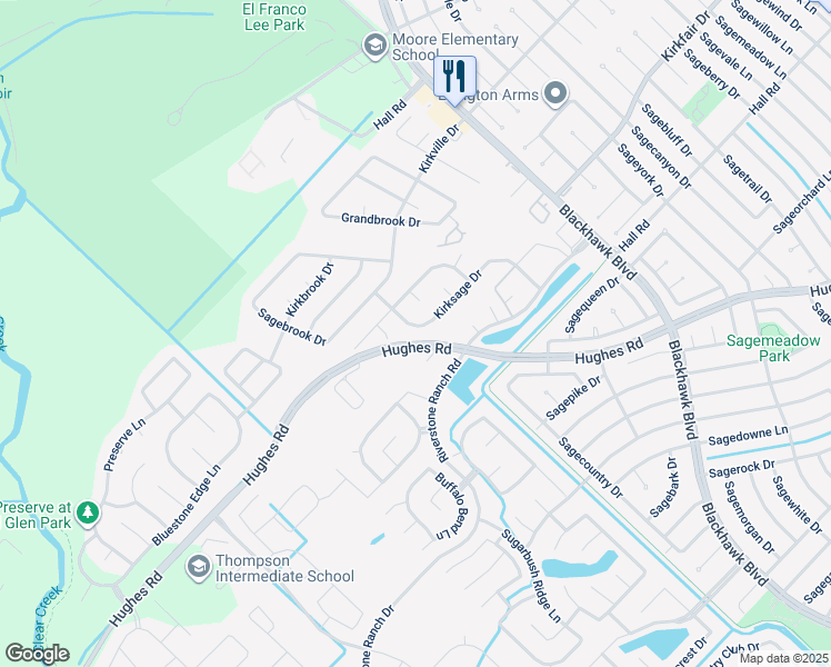 map of restaurants, bars, coffee shops, grocery stores, and more near 10519 Riverbend Canyon Court in Houston