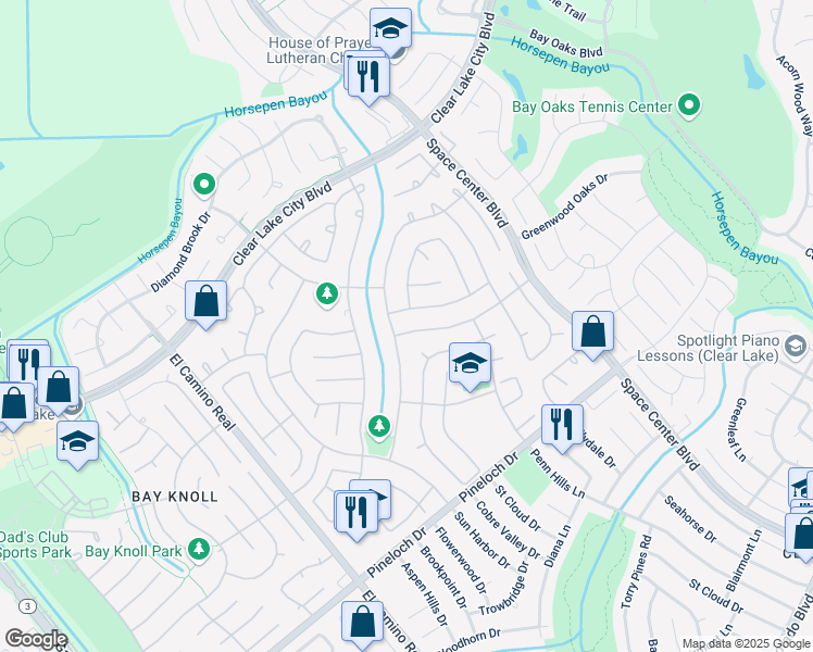 map of restaurants, bars, coffee shops, grocery stores, and more near 14418 Providence Pine Trail in Houston