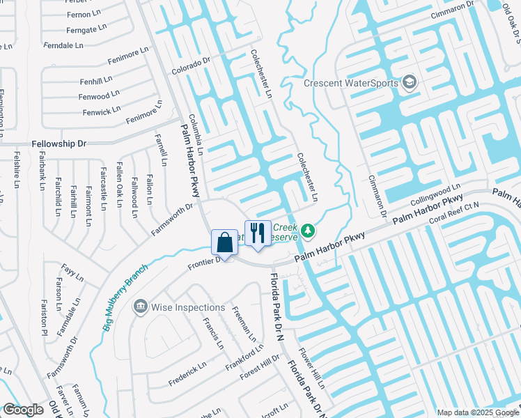 map of restaurants, bars, coffee shops, grocery stores, and more near 11 Comet Court in Palm Coast