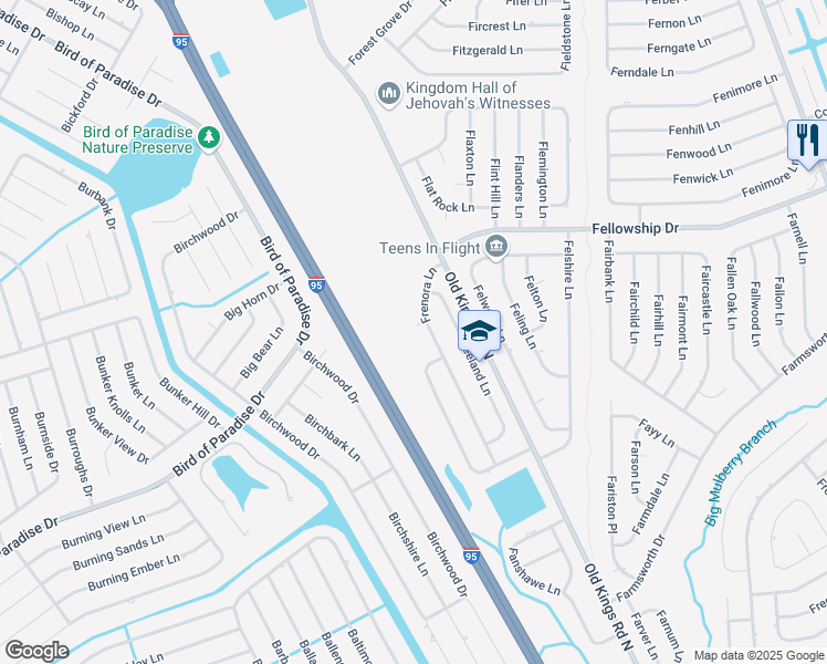 map of restaurants, bars, coffee shops, grocery stores, and more near 3 Frank Place in Palm Coast