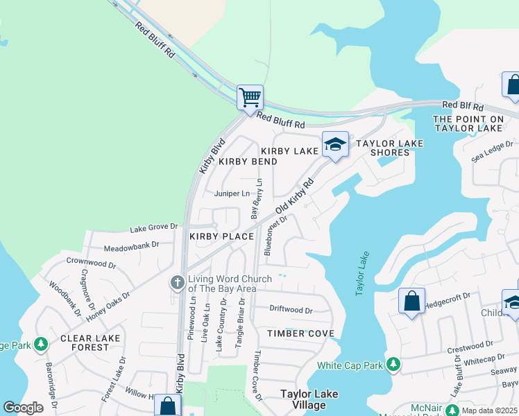 map of restaurants, bars, coffee shops, grocery stores, and more near 1446 Juniper Lane in Seabrook