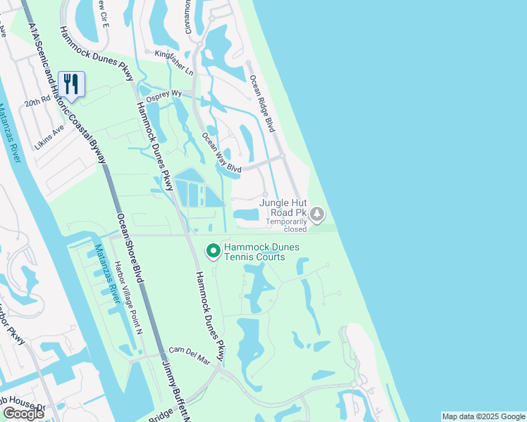 map of restaurants, bars, coffee shops, grocery stores, and more near 3 Driftwood Lane in Palm Coast