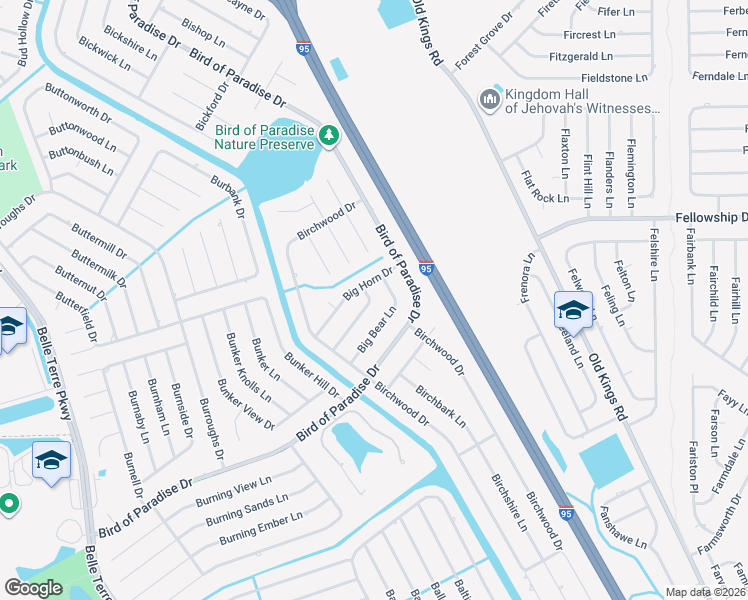 map of restaurants, bars, coffee shops, grocery stores, and more near 20 Big Dipper Lane in Palm Coast