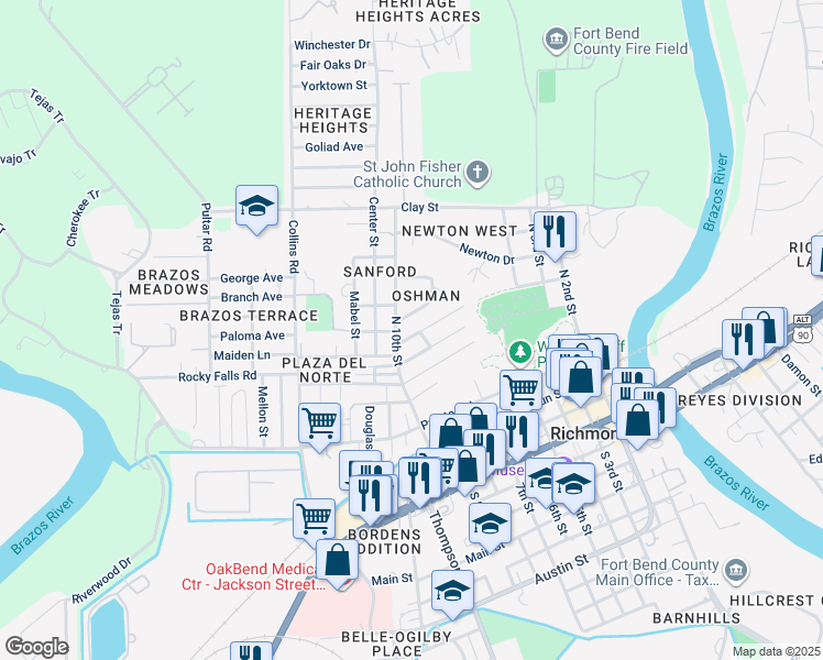 map of restaurants, bars, coffee shops, grocery stores, and more near 811 Cub Lane in Richmond