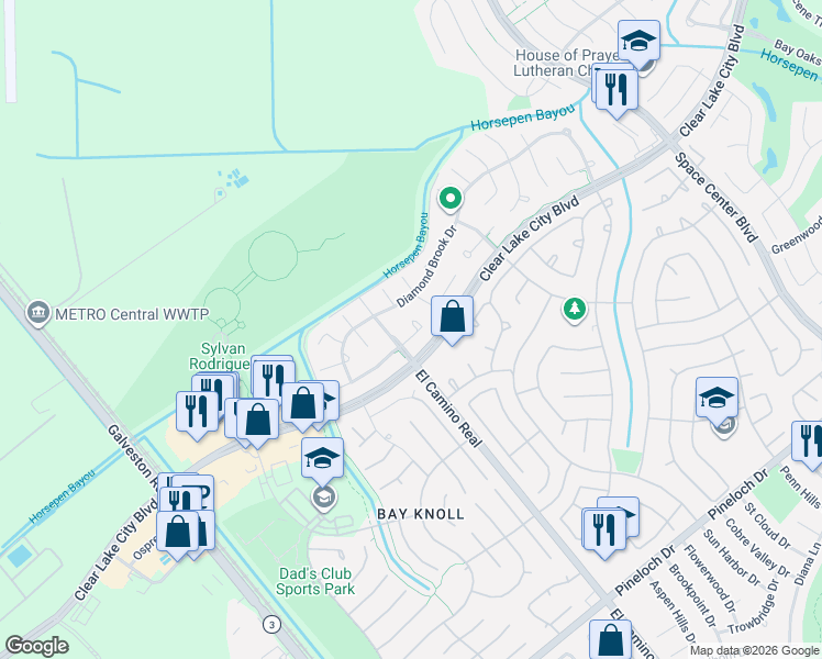map of restaurants, bars, coffee shops, grocery stores, and more near 1634 Almond Brook Lane in Houston