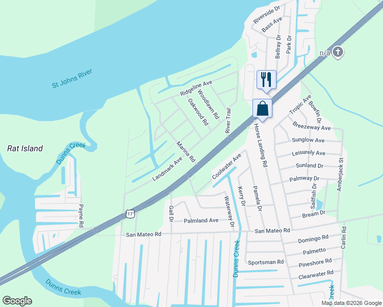 map of restaurants, bars, coffee shops, grocery stores, and more near 202 Marina Road in Satsuma