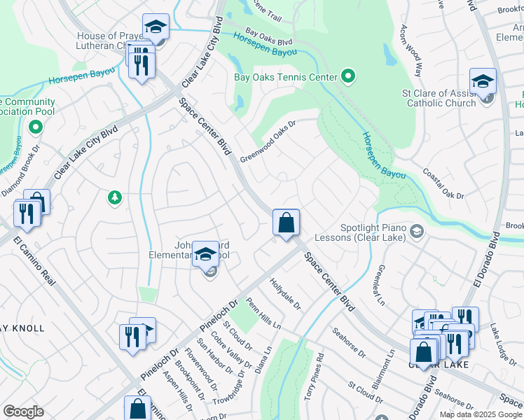map of restaurants, bars, coffee shops, grocery stores, and more near  in Houston
