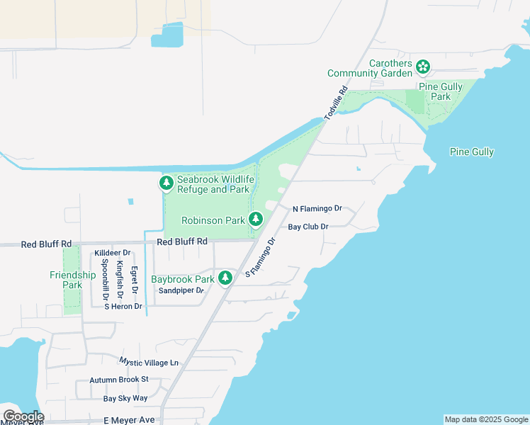 map of restaurants, bars, coffee shops, grocery stores, and more near Todville Road in Seabrook