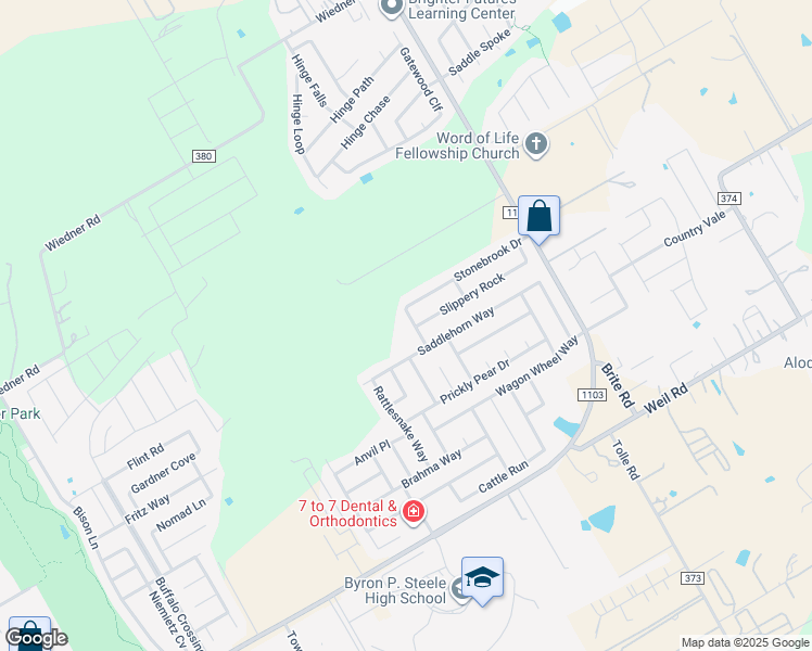 map of restaurants, bars, coffee shops, grocery stores, and more near 404 Slippery Rock in Cibolo