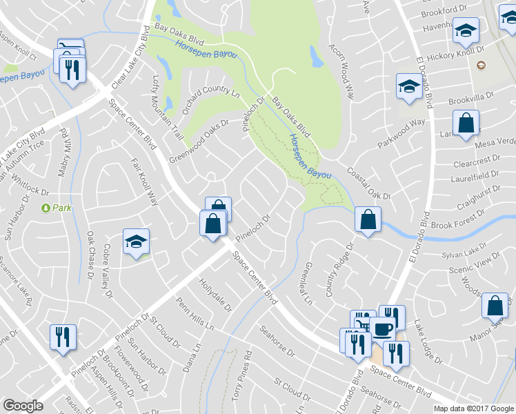 map of restaurants, bars, coffee shops, grocery stores, and more near 1910 Walnut Green Drive in Houston
