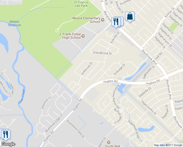 map of restaurants, bars, coffee shops, grocery stores, and more near 8322 Major Blizzard Drive in Houston