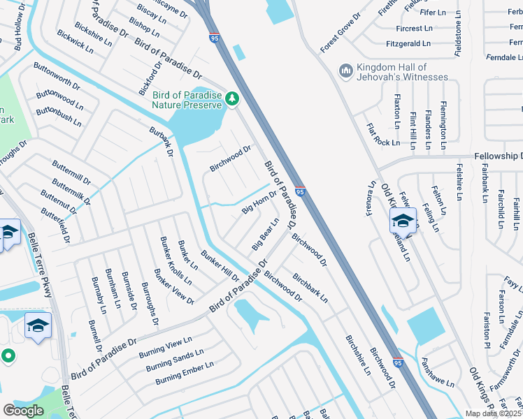 map of restaurants, bars, coffee shops, grocery stores, and more near 24 Big Dipper Lane in Palm Coast