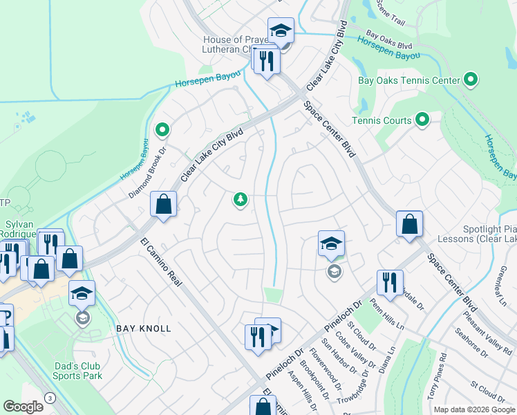 map of restaurants, bars, coffee shops, grocery stores, and more near 1518 Mabry Mill Road in Houston