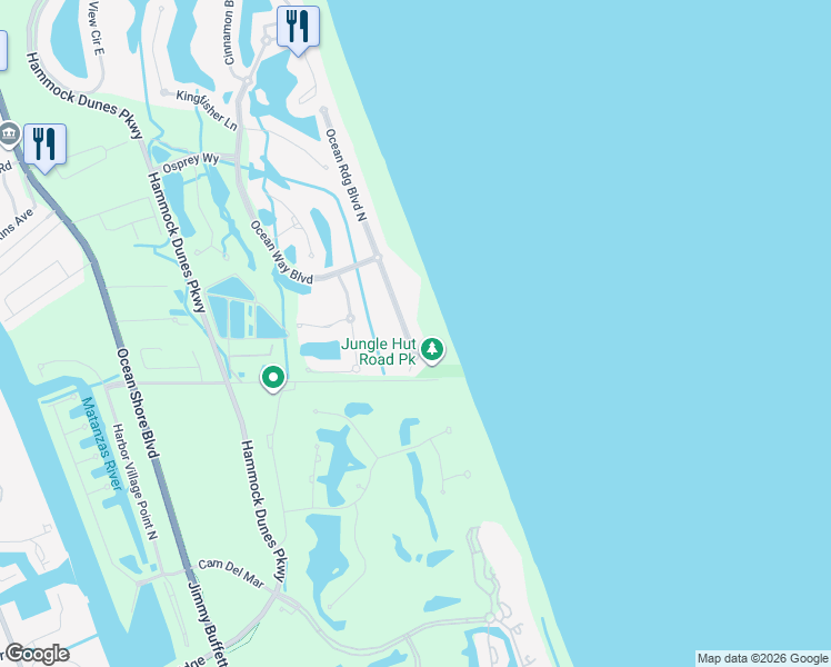 map of restaurants, bars, coffee shops, grocery stores, and more near 29 Ocean Ridge Boulevard in Palm Coast