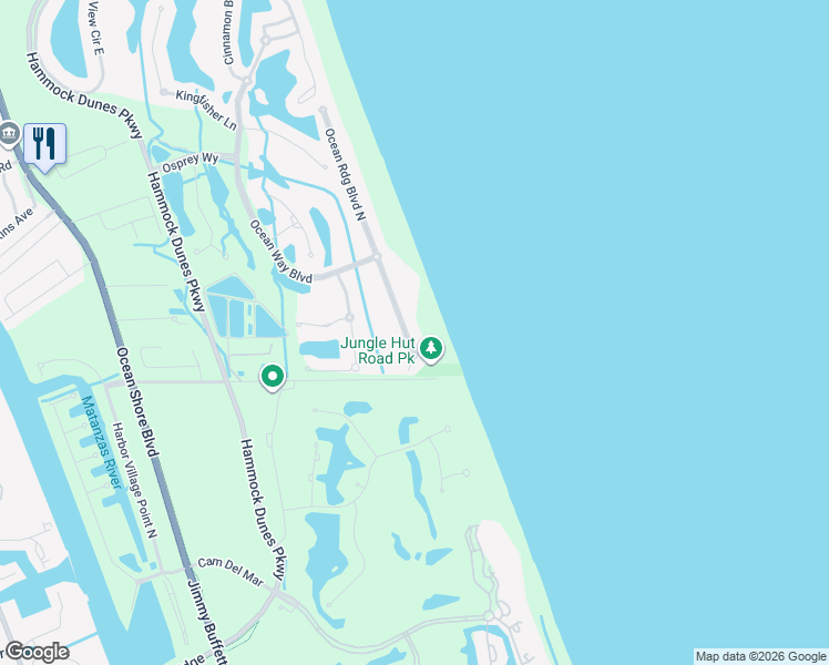 map of restaurants, bars, coffee shops, grocery stores, and more near 29 Ocean Ridge Boulevard in Palm Coast