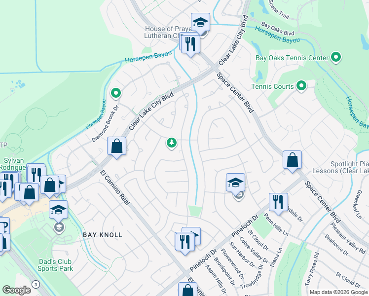 map of restaurants, bars, coffee shops, grocery stores, and more near 1518 Mabry Mill Road in Houston