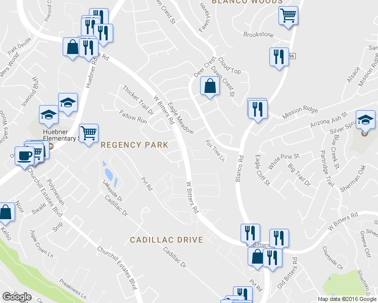 map of restaurants, bars, coffee shops, grocery stores, and more near 1826 Wild Deer Run in San Antonio