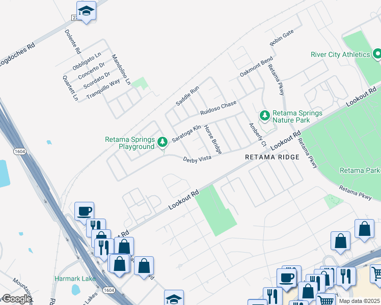 map of restaurants, bars, coffee shops, grocery stores, and more near 16222 Kentucky Ridge in Selma