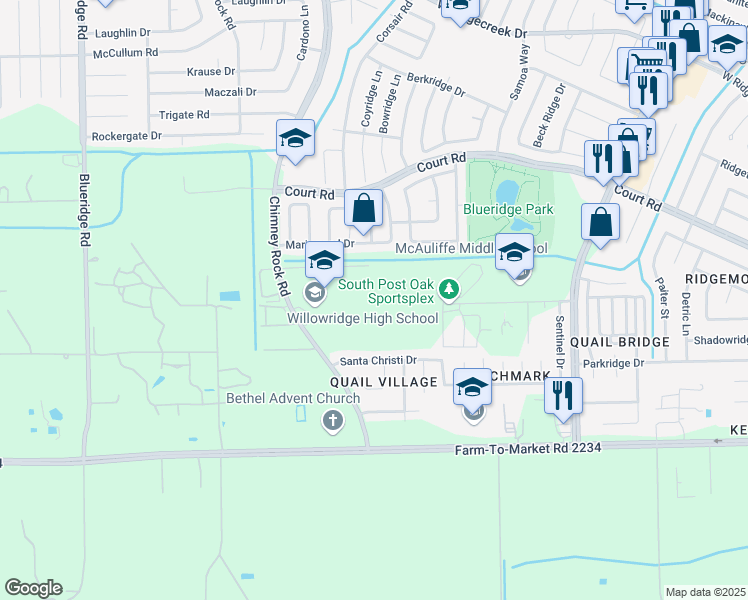 map of restaurants, bars, coffee shops, grocery stores, and more near in Houston
