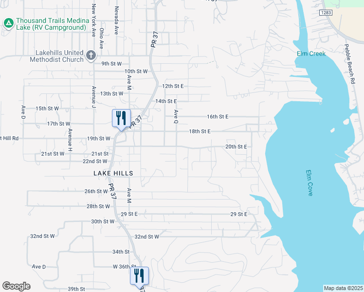 map of restaurants, bars, coffee shops, grocery stores, and more near 788 Elmhurst in Lakehills