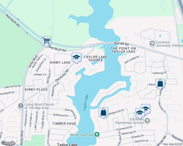 map of restaurants, bars, coffee shops, grocery stores, and more near 1818 Ray Shell Court in Seabrook