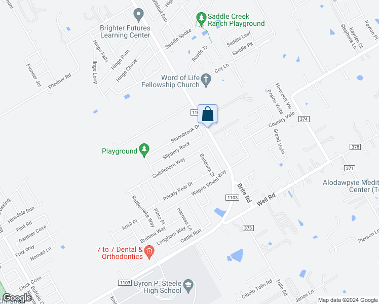 map of restaurants, bars, coffee shops, grocery stores, and more near 564 Saddlehorn Way in Cibolo