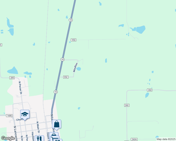 map of restaurants, bars, coffee shops, grocery stores, and more near 319 County Road 95C in Moulton